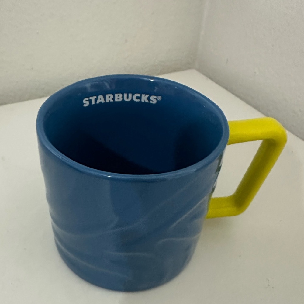Starbucks Blue Mug with Yellow Handle
